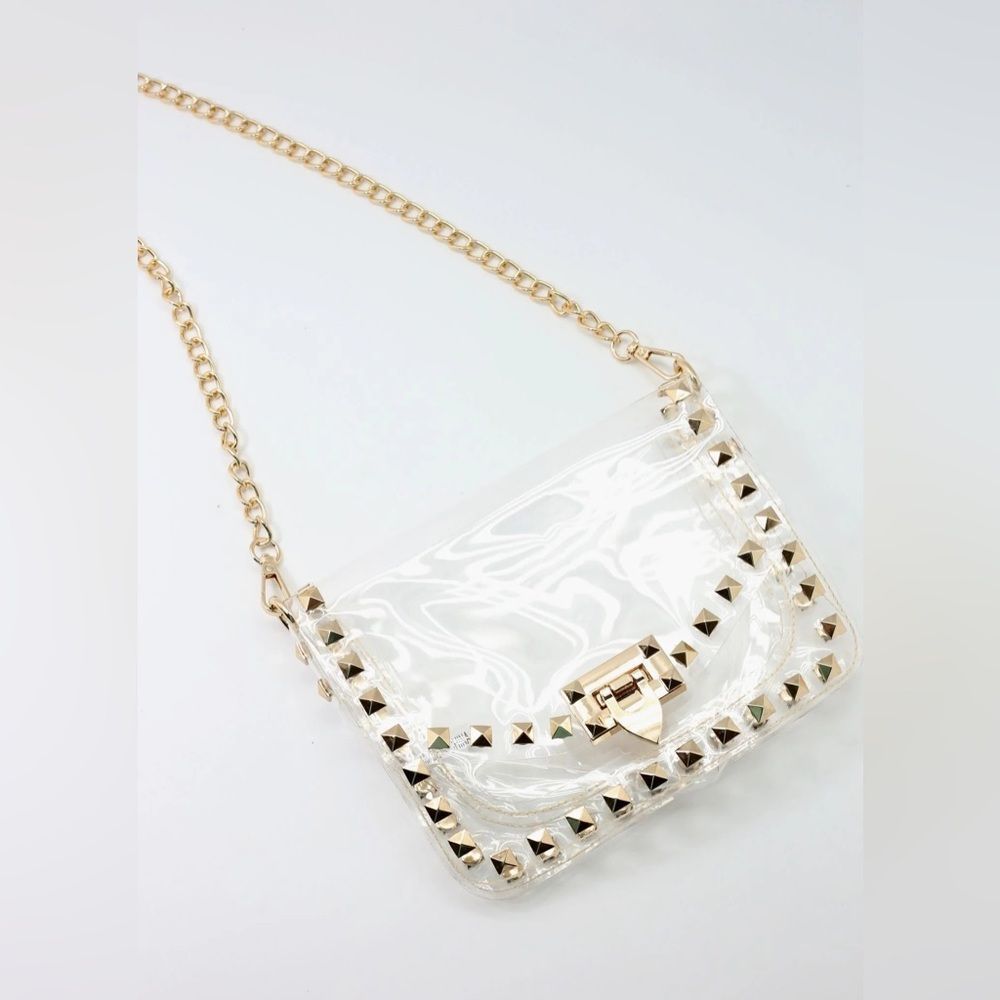 Clear purse with gold studded accents - Picture 2 of 3